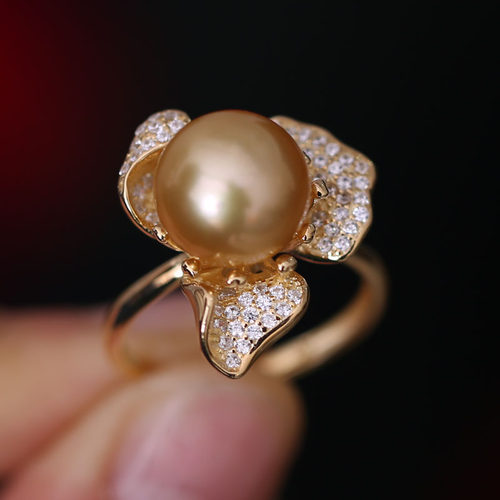 s925纯银精工豪华花朵戒指托