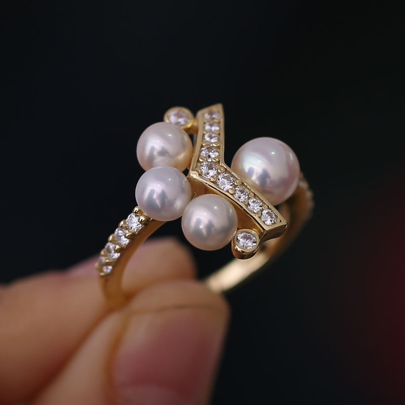 s925纯银复古4-5mm多住戒指托