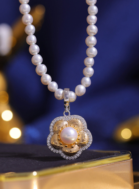 s925纯银分色二用花朵项链坠吊坠