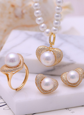 s925纯银心形三件套系列配件