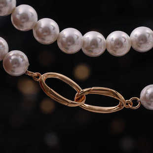 S925纯银大号双环项链扣新款几何立体珍珠DIY配件diy毛衣链锁扣