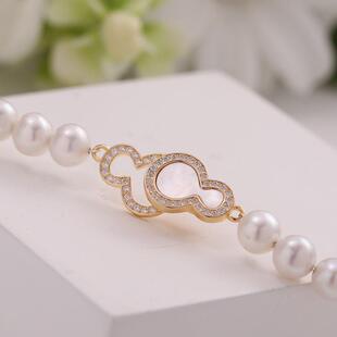 DIY配件S925银镶海贝经典时尚双葫芦珍珠项链扣毛衣链手链锁扣