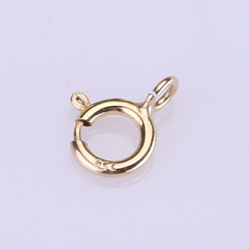 DIY配件G18K黄金手链扣项链扣活口弹簧圆扣珍珠玉石扣头AU70连接