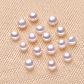 淡水珍珠 3-4扁圆馒头珠 散珠 颗粒珠 裸珠 半孔贴片DIY配件定做