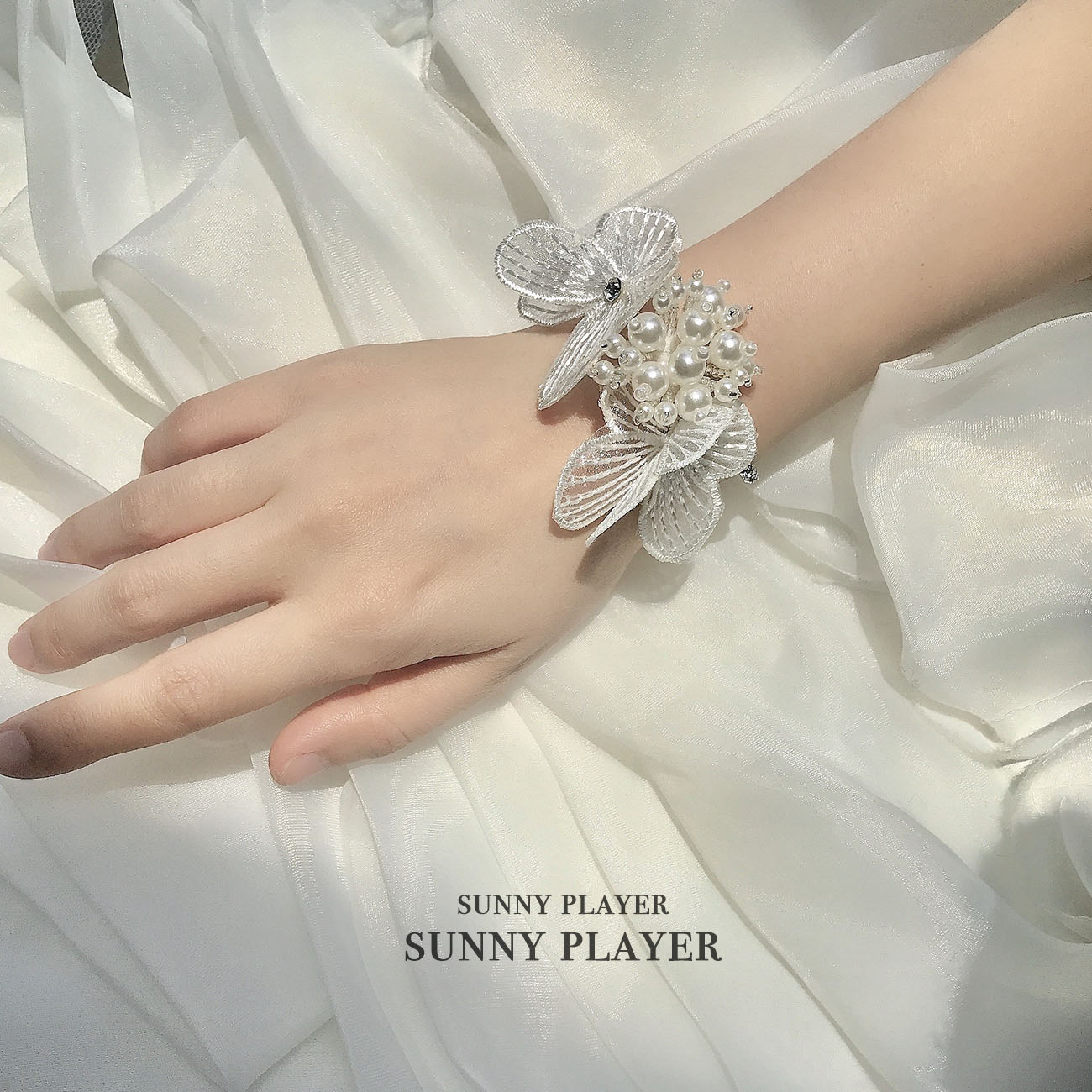 手腕花 结婚 韩式 香槟色 金色蝴蝶新娘伴娘姐妹团水晶 手环 手花