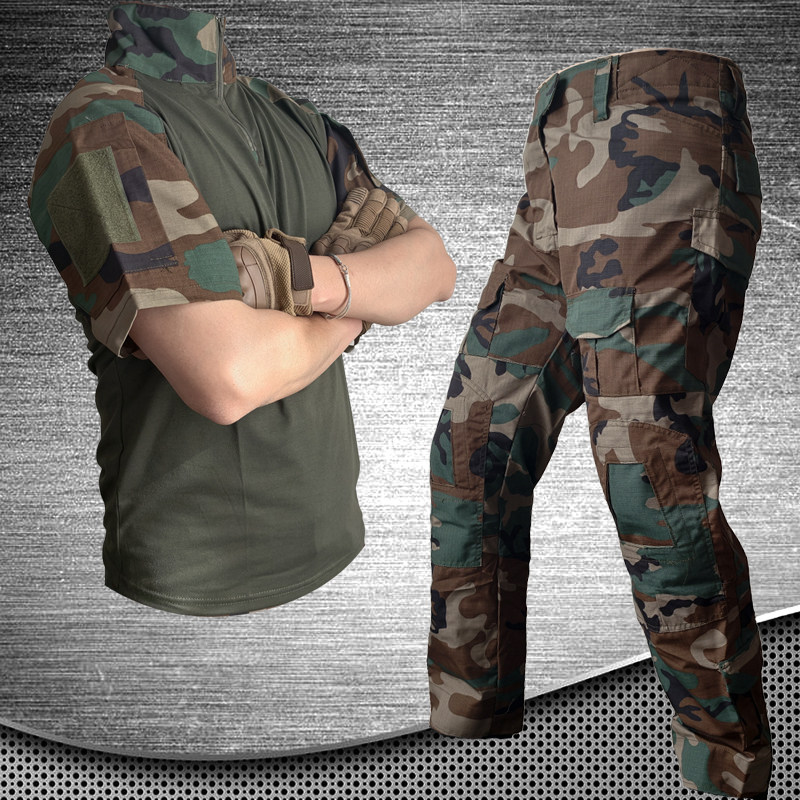 夏季蛙人战斗服短袖迷彩作训套装