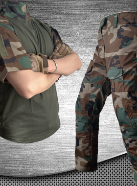 夏季蛙人战斗服短袖迷彩作训套装