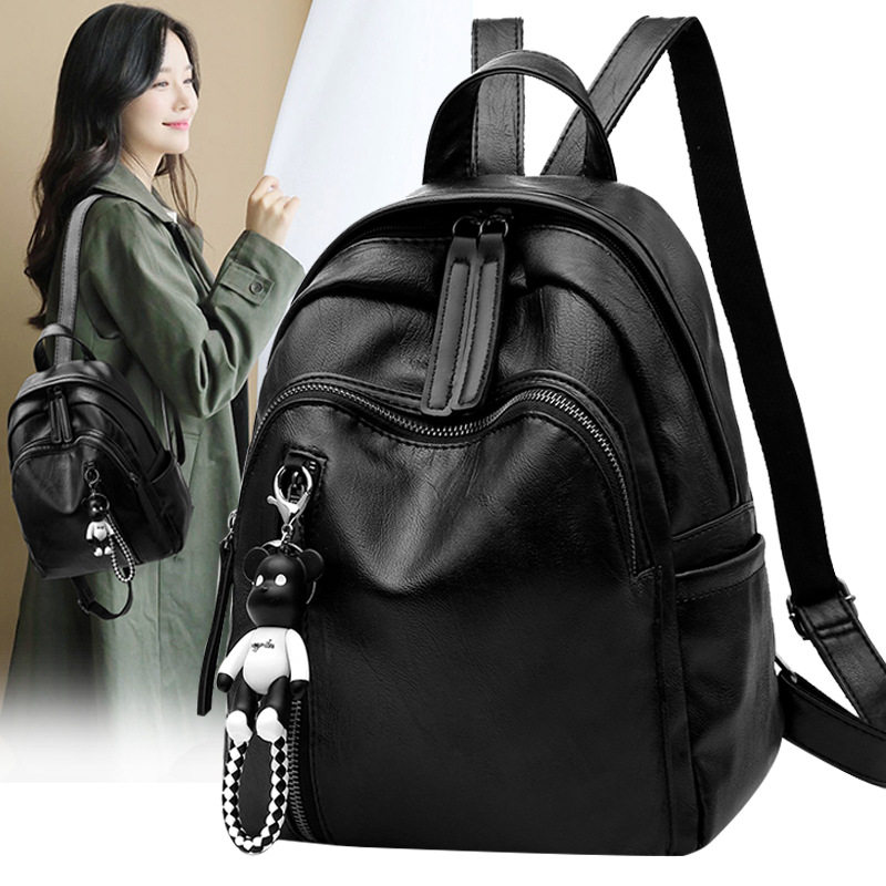 时尚中小号双肩包软皮女式包包女装后背包防盗防水书包小款散步包