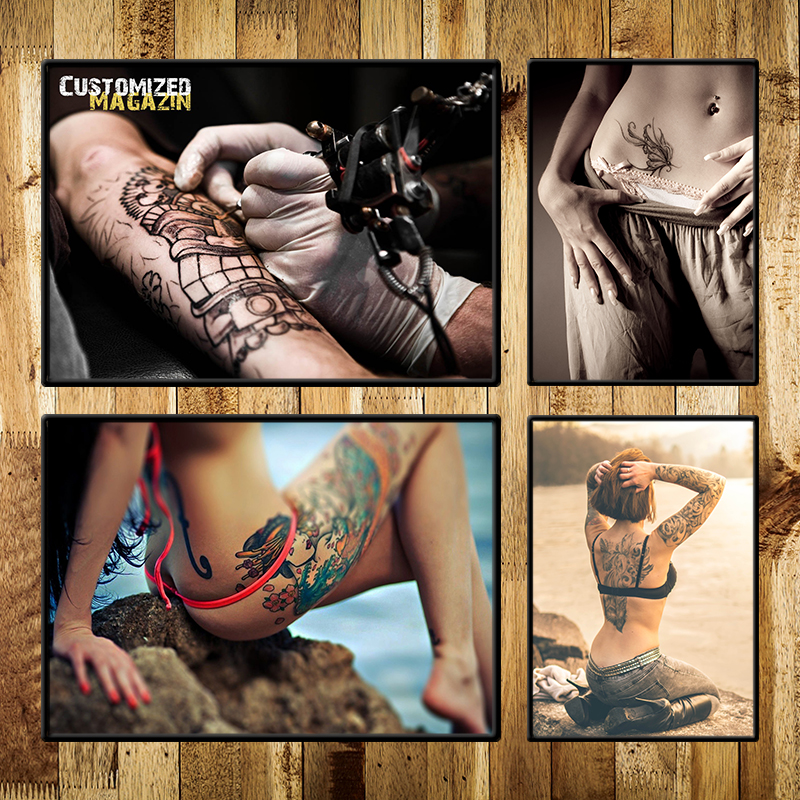 刺青个性风组合人体纹绣墙壁画