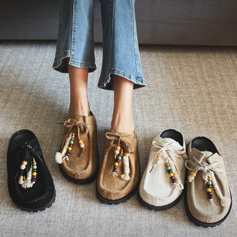 纯牛皮舒适百搭包头拖勃肯鞋