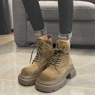 VRMCC真皮马丁靴女2025新款 沙漠大黄靴潮 磨砂皮厚底百搭短靴工装