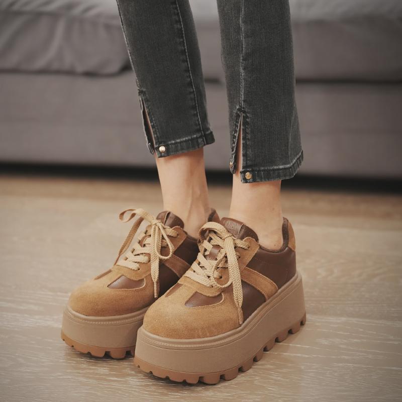 真皮增高厚底加绒松糕鞋