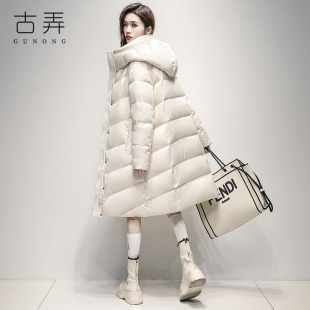 高品质白色连帽中长款羽绒服女2026冬季新款时尚休闲加厚保暖外套