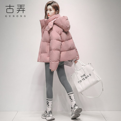 2026冬季短款连帽宽松面包服时尚箱型泡芙羽绒服女小个子保暖外套