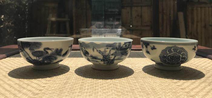 景德窑贵和祥 老贵和祥 三只小高足杯