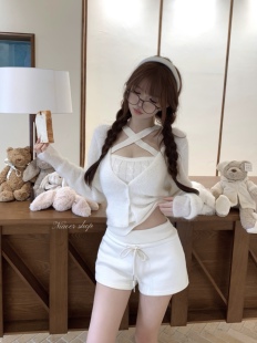 NIAOER秋冬少女纯欲风毛绒针织套装