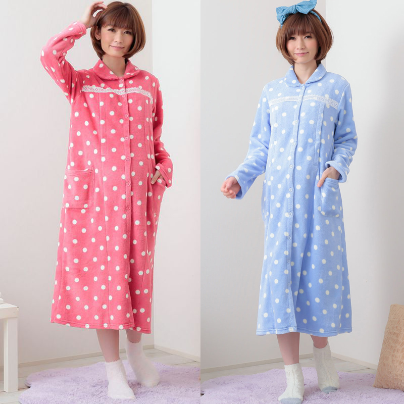 出口日式保暖孕产妇家居裙　法兰绒哺乳衣 月子服哺乳家居袍S346