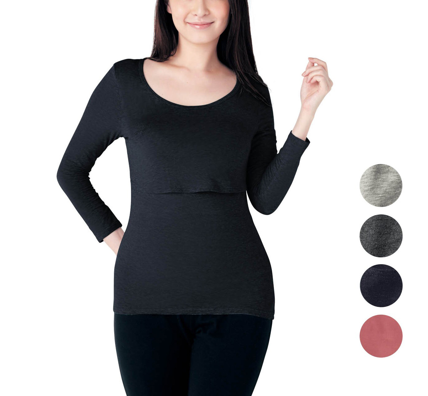 出口日本千家棉混圆领哺乳T恤产妇哺乳长袖哺乳打底衣D491,孕妇装/孕产妇用品/营养,哺乳衣/月子服,淘宝优惠券,粉丝福利购,淘宝优惠卷