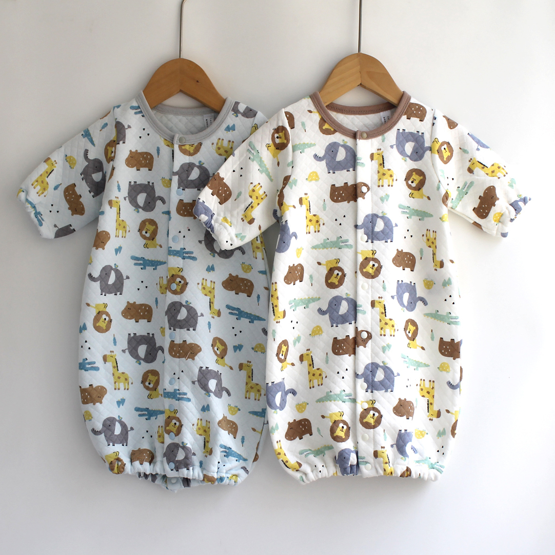 出口日本婴幼儿春秋保暖连身衣两穿衣新生儿空气层哈衣连体衣S348