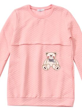 秋冬保暖孕产妇哺乳长袖卫衣空气层保暖前横开拉链哺乳卫衣K110