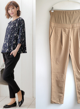 YK19出口日本春夏托腹可调节孕妇哈伦休闲裤　孕妇直筒裤Z311