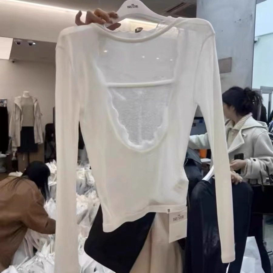 夏季新款韩国东大门设计感小众显瘦大露背薄款长袖T恤防晒上衣女