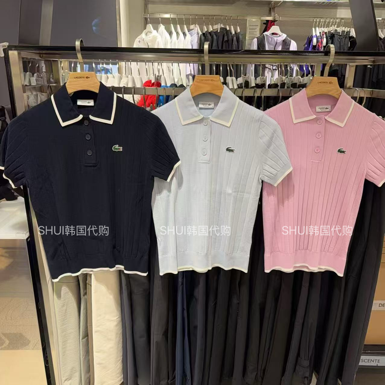 SHUI韩国直邮鳄鱼26新款夏女款POLO领针织短袖T恤上衣AF9430-56G
