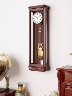 德国进口机芯挂钟表客厅家用德国赫姆勒机械时钟实木长款 壁大摆钟