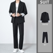 男士 外套春秋季 韩版 高级感免烫垫肩小西装 宽松商务风休闲西服套装