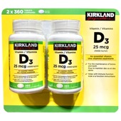 29年3月加拿大kirkland可兰维生素D3维他命D3片VD3两瓶装 720粒