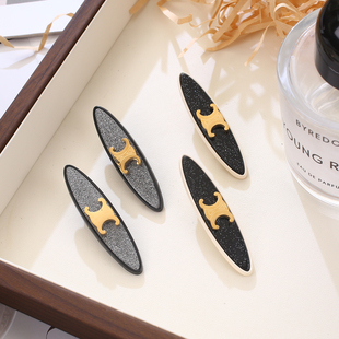 复古椭圆金标凯旋门发夹边夹刘海夹鸭嘴夹夹子头发后脑勺一字夹