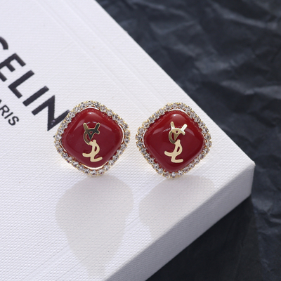 黑色字母耳钉轻奢高级感气质大气红色耳环2025新款爆款高级感耳饰