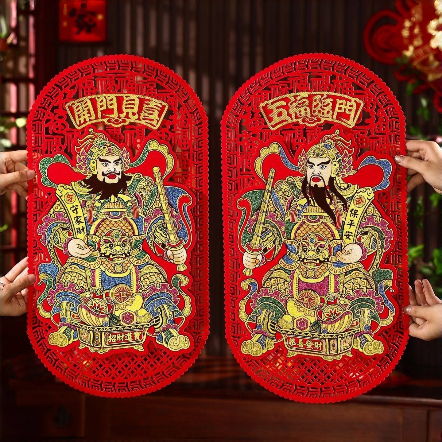 新年门神门贴2026马年烫金贴画过年大门年画装饰春节用品年货,节庆用品/礼品,门神,淘宝优惠券,粉丝福利购,淘宝优惠卷