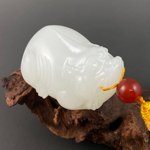 天然貔貅手把件男士白玉玉石礼物