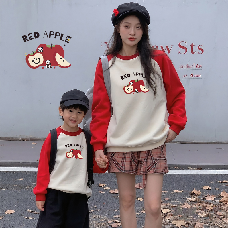 亲子装秋冬卫衣一家三四口全家装幼儿园班服运动会高端父子母女装