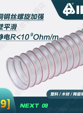 意大利IPL半透明聚氨酯TPU钢丝螺旋加强防静电陶瓷木工软管热卖