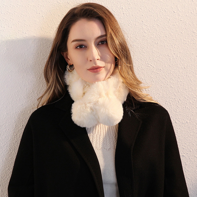 仿獭兔毛围脖女秋冬护颈保暖毛毛围巾皮草毛绒脖套毛领子