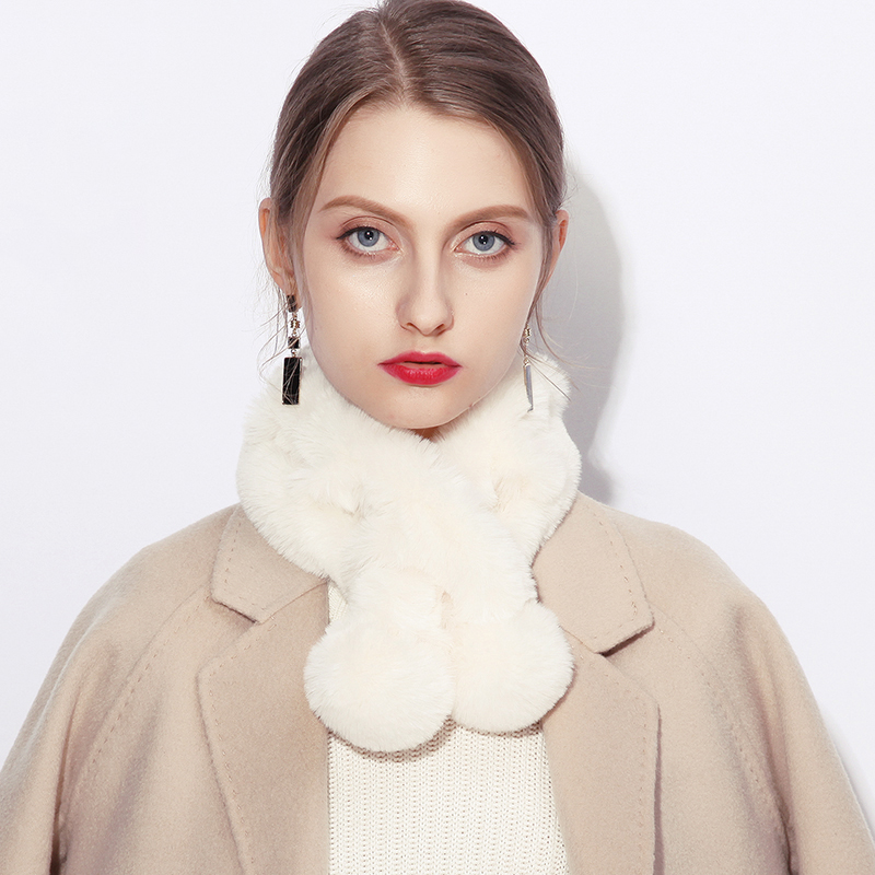 仿獭兔毛围脖女秋冬毛毛围巾护颈毛绒加厚保暖毛领濑皮草