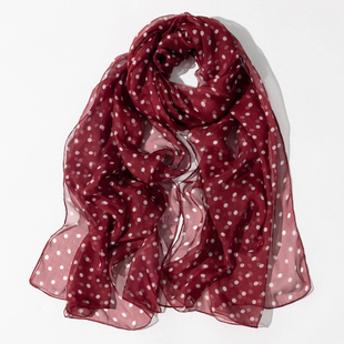 上海故事红色波点长条丝巾文艺气质飘带围巾春夏百搭薄款系脖颈带