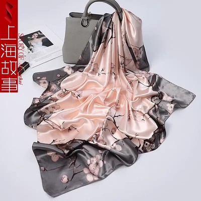 上海故事丝巾女2025新款围巾仿真丝大方巾披肩送长辈妈妈生日礼物