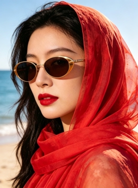 红色旅游拍照丝巾围巾沙漠防晒披肩青海茶卡盐湖纱巾女