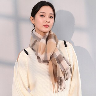 上海故事羊毛格子围巾冬季女2026新款保暖羊绒围脖披肩送妈妈礼物