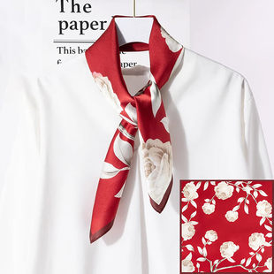 上海故事红色丝巾围巾女桑蚕丝方巾礼盒送长辈妈妈生日本命年礼物