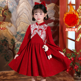 女童连衣裙轻奢小众高端秋冬洋气儿童中国风公主裙2026喜庆拜年服
