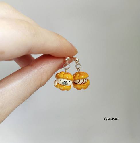 手作风泡芙巧克力银耳环