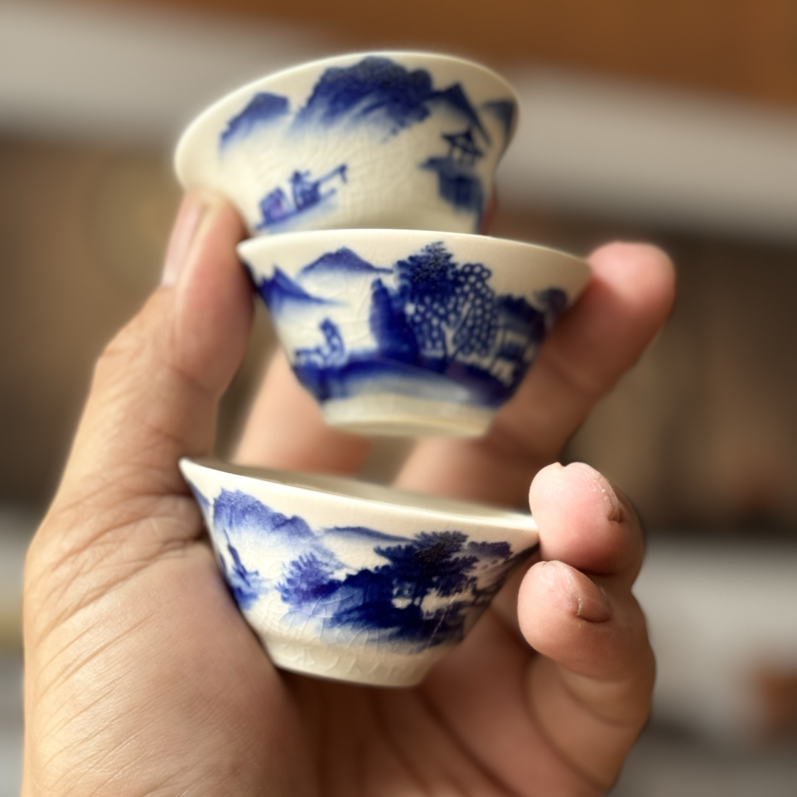 开片茶杯八十年代潮州功夫茶老杯若深珍藏岩茶潮汕单丛杯品茗杯子