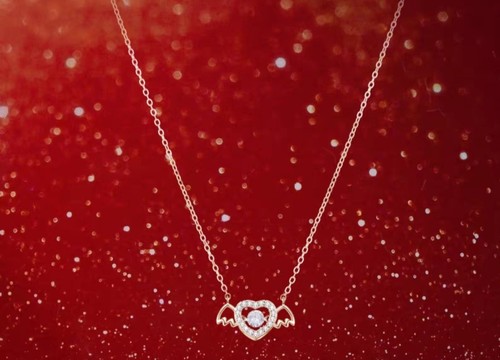 「天使降落」跳动的心纯银项链轻奢小众高级感七夕节女友生日礼物