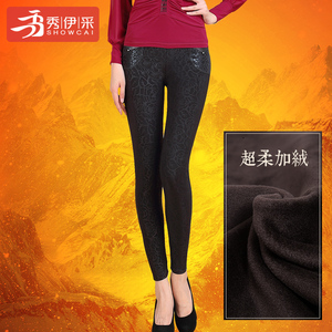 中老年打底裤秋冬季加厚加绒女棉裤大码妈妈装保暖裤子外穿花裤子