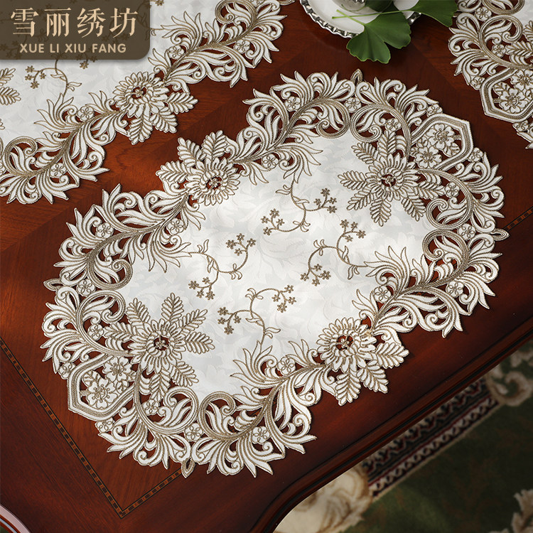 西餐垫盘垫布艺刺绣轻奢北欧美中式桌布床头柜微波炉盖巾星夜繁花,居家布艺,餐垫,淘宝优惠券,粉丝福利购,淘宝优惠卷