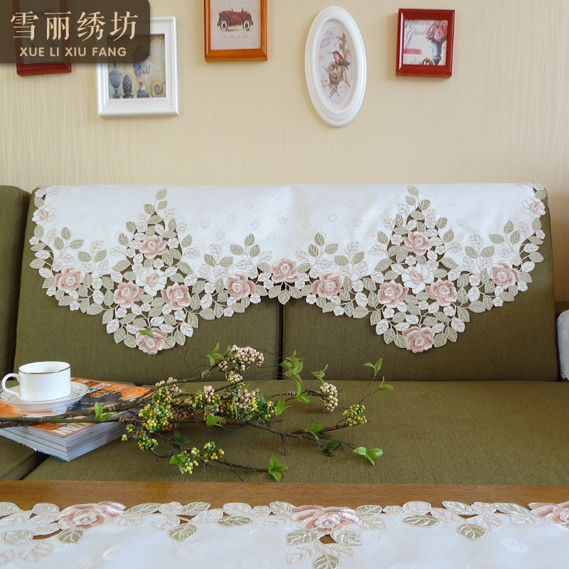 布艺刺绣沙发扶手靠背盖巾防尘沙发套罩搭巾中式欧式美式华丽玫瑰,居家布艺,沙发套,淘宝优惠券,粉丝福利购,淘宝优惠卷